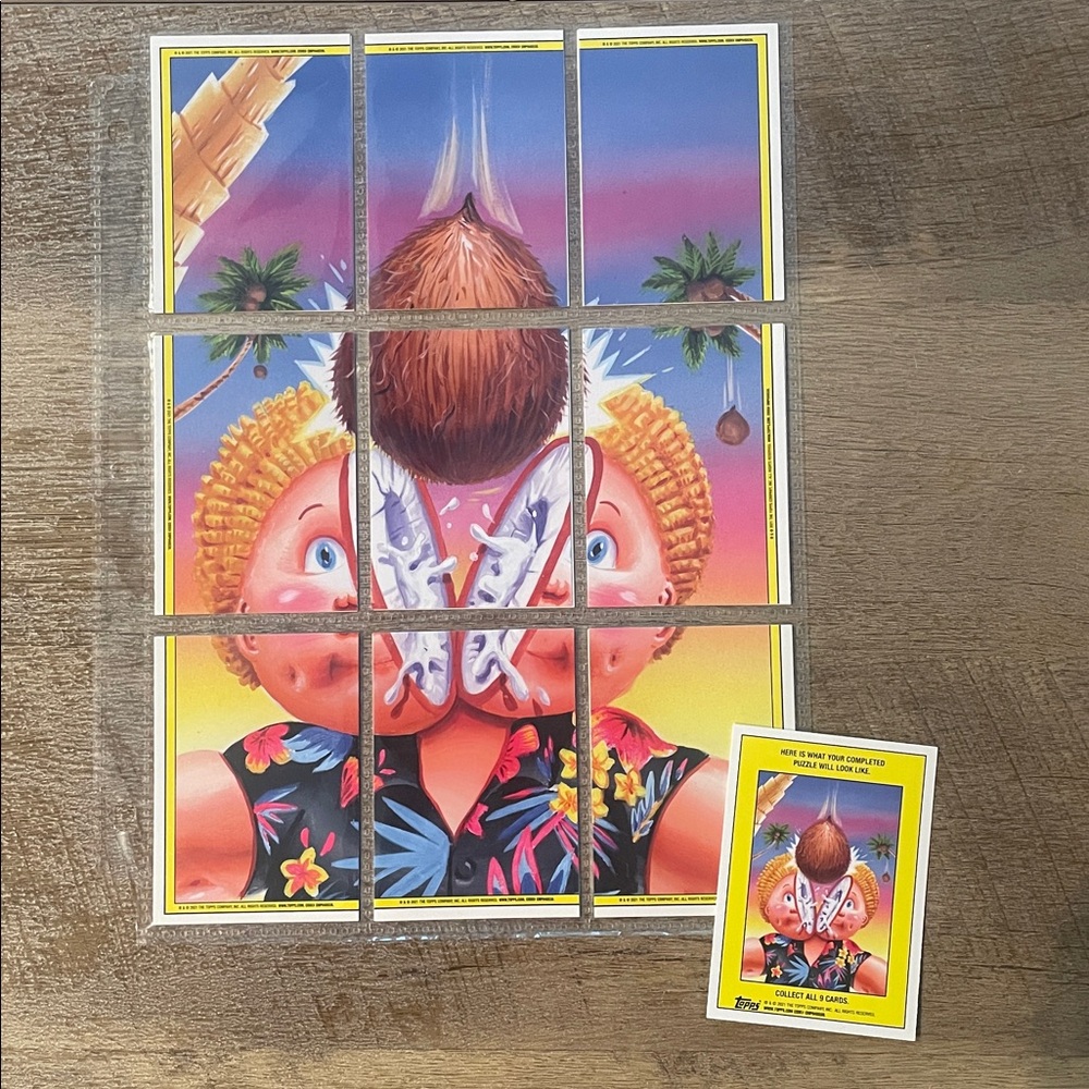 Garbage Pail Kids GPK Go On Vacation Coco Nat Cracked Zack 9 Card Puzzle +1
